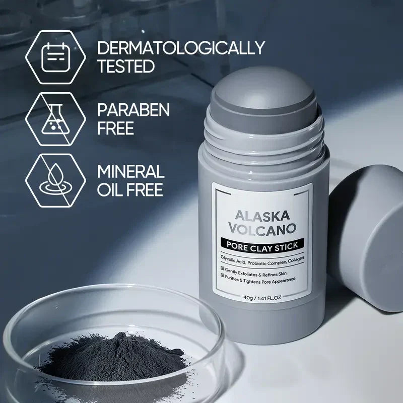 Alaska Volcano Pore Clay Stick – Blackhead Remover Face Mask, Deep Pore Cleansing & Gentle Exfoliating Mud Mask