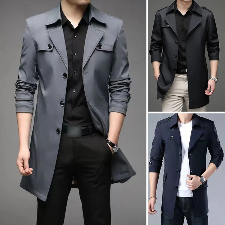 ⏳Limited-time 50% off⏰Mid-length Business Style Trench Coat🧥