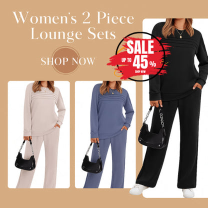 ✨Women's Crew Neck Top & Drawstring Pants Set