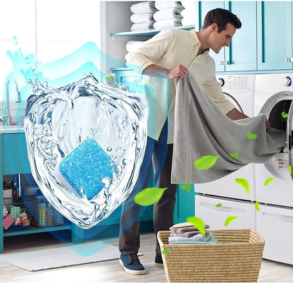 🔥12 PCS/Pack🔥Washing Machine Deep Cleaner Tablets – Eliminates 99% Germs, Removes Odors & Prevents Mold 🧽