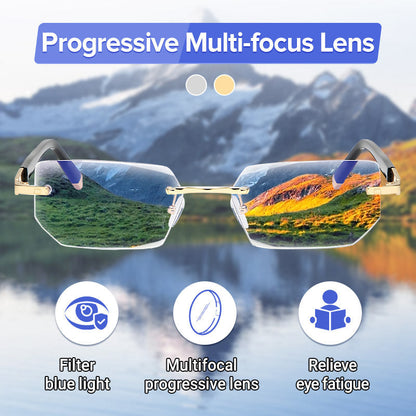 ✨Sapphire high hardness✨Anti blue progressive Far And Near Dual-Use Reading Glasses
