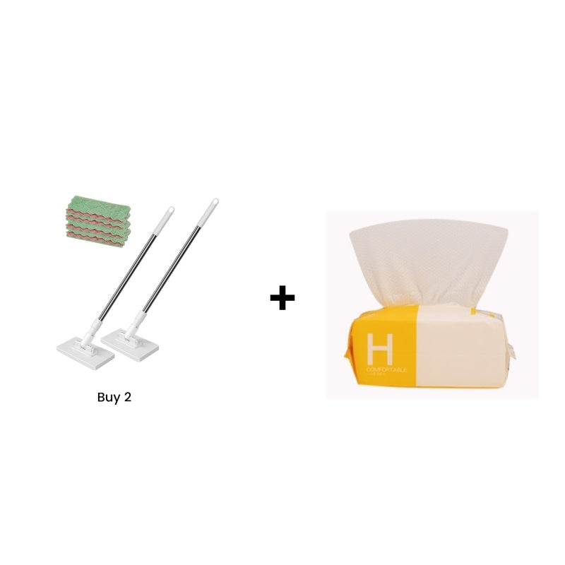 💦Hot Sale🧹Disposable Dust Mop with 4 Reusable Cloths