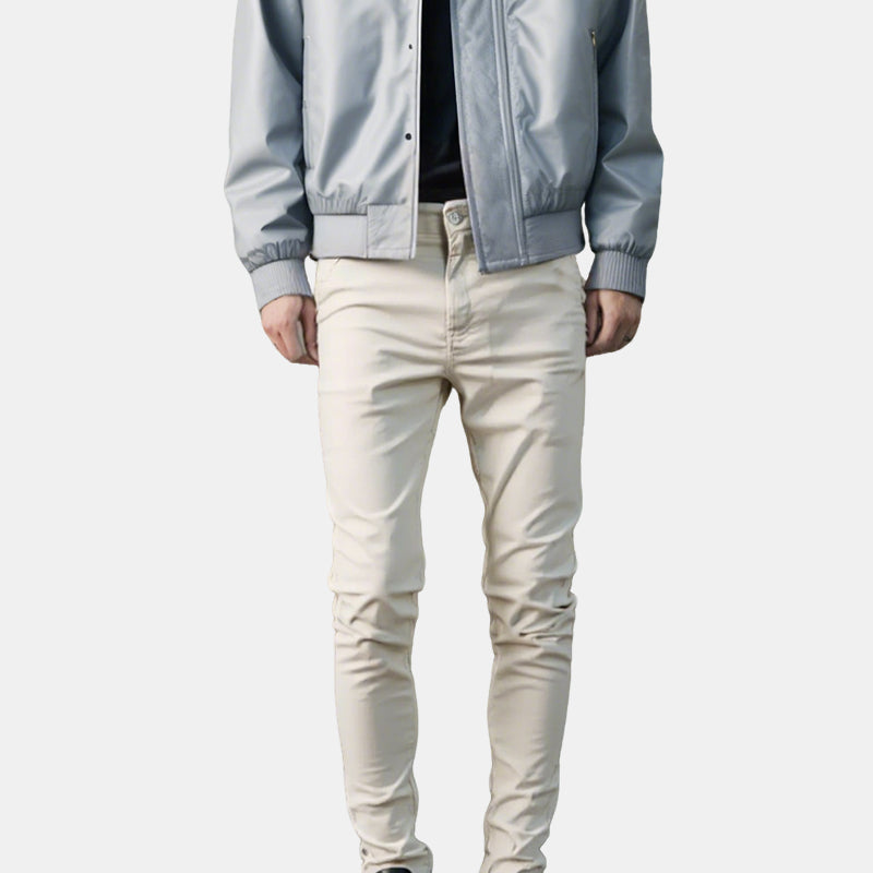 👖Men’s Casual Slim-Fit Solid Color Pants+Belt