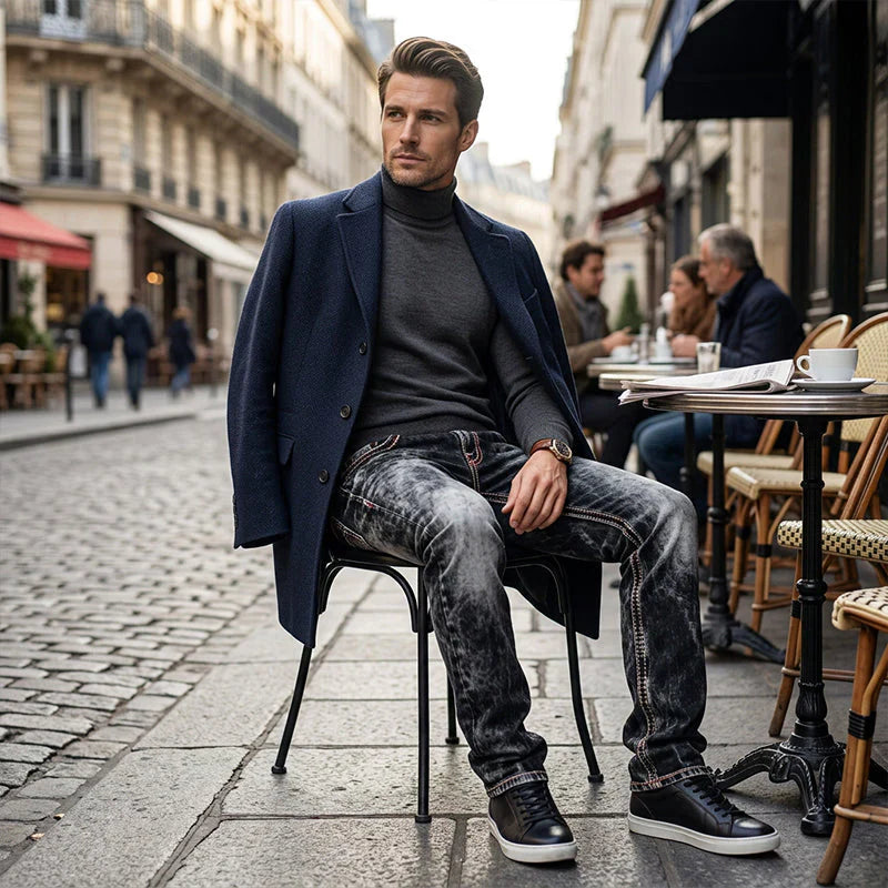 Men's Fashion Stretch Jeans,Minimalist Style Suitable For Summer, Emo Style