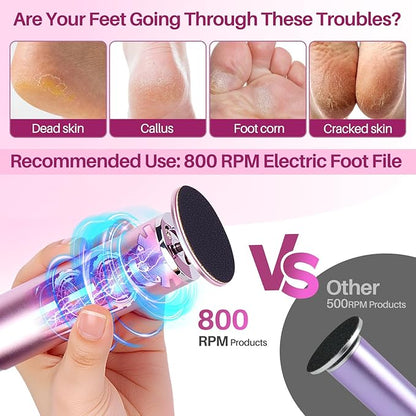 LIONVISON Electric Foot Callus Remover: Adjustable Speed Foot File
