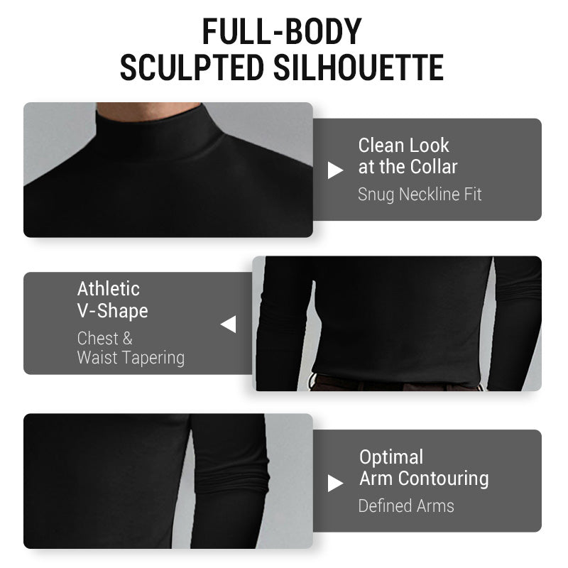 Mens High Neck Slim Fit Long Sleeve T-shirt