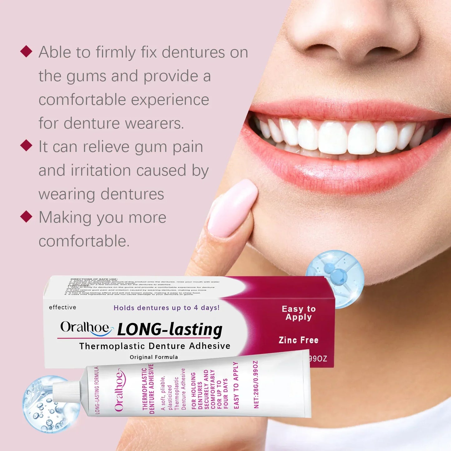 Oralhoe Denture Fixation Adhesive Fixed Dentures For Improved Comfort And Beauty Denture Fixation Adhesive