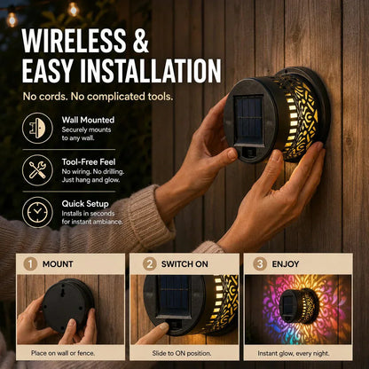 🎁2026 New Arrivals💥Solar Mandala Wall Light Outdoor Garden Fence Projector Lamp Patio Ambient Decor