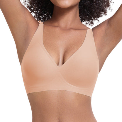 🌷Jelly Wireless Womens Comfortable Wireless Bras Push Up Bralettes Seamless Tshirts Bras Deep V Everyday Bras